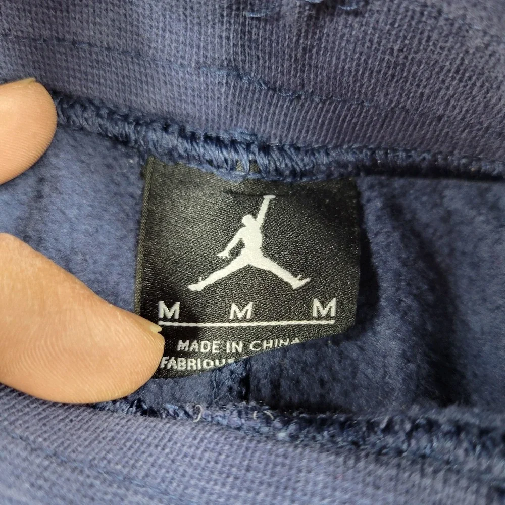 Jordan Pants Mens Medium Blue Fleece Joggers Elastic Waist Pockets Speckle Cuffs